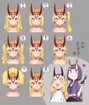  :&gt; afro alternate_hairstyle barber bare_shoulders black_horns black_pants black_tank_top blonde_hair collarbone commentary_request cutting_hair earrings facial_mark fate/grand_order fate_(series) forehead_mark hair_ornament hair_scrunchie heart ibaraki_douji_(fate/grand_order) jewelry long_hair low_tied_hair medium_hair multiple_girls multiple_views no_eyebrows one_side_up oni_horns pants pointy_ears ponytail pop_kyun purple_eyes purple_hair purple_shirt red_horns scissors scrunchie shirt short_hair shuten_douji_(fate/grand_order) side_ponytail slit_pupils smile towel twintails very_long_hair whisker_markings yellow_eyes 