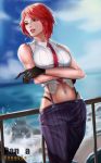  1girl breasts gloves king_of_fighters large_breasts midriff navel red_eyes red_hair snk tagme vanessa 