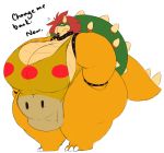  annoyed apron bands big_breasts bowser breasts clothing female hair horn huge_breasts koopa mario_bros mature_female nintendo obese overweight rakashama red_hair scalie shell spikes thick_thighs video_games wide_hips 