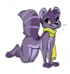  all_fours anthro breasts canine female fur mammal purple_fur reign-2004 scarf solo whiskers 