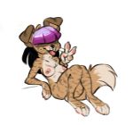  anthro breasts brown_fur canine dog female fur hair mammal pawpads pink_hair reign-2004 solo whiskers 