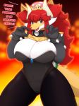  2018 4_fingers anna_firecraft anthro anthrofied areola areola_slip armwear big_breasts biped black_fur blue_eyes blush bowser bowsette_meme bracelet breasts butt_from_front camel_toe canine cheek_tuft claws cleavage clothed clothing collar countershade_face countershade_torso countershading crossover crown delphox dialogue digital_drawing_(artwork) digital_media_(artwork) elbow_gloves english_text eyebrows eyebrows_visible_through_hair eyelashes eyeshadow fan_character fangs female fire flirting front_view fur fur_tuft fusion gem gloves grey_eyeshadow hair half-length_portrait hi_res horn huge_breasts hybrid inner_ear_fluff jewelry koopa legwear lingerie long_hair looking_at_viewer makeup mammal mario_bros metaljaw75 multicolored_fur navel nintendo open_mouth open_smile outline pantyhose pink_areola pink_tongue pok&eacute;mon pok&eacute;mon_(species) pok&eacute;morph portrait pose raised_arm red_hair red_nose sapphire_(gem) scalie sheer_clothing shell smile snout solo spiked_bracelet spiked_collar spiked_shell spiked_tail spikes spread_legs spreading standing super_crown talking_to_viewer teasing teddy_(clothing) text thick_eyebrows tongue translucent translucent_hair transparent_clothing tuft video_games white_countershading white_fur white_horn wide_hips wide_stance yellow_fur yellow_tail 