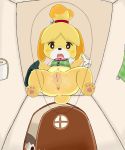  animal_crossing anus canine dog female isabelle_(animal_crossing) mammal nintendo pussy shih_tzu solo spreading toilet video_games 