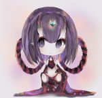  bangs bare_shoulders black_legwear blush brown_background chibi closed_mouth cottontailtokki detached_sleeves dudou fate/grand_order fate_(series) full_body hair_between_eyes headpiece heart horns long_hair long_sleeves looking_at_viewer navel oni oni_horns pointy_ears purple_eyes purple_hair shuten_douji_(fate/grand_order) shuten_douji_(halloween)_(fate) smile solo sparkle thighhighs wide_sleeves 