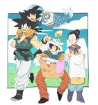  3boys :d :o ^_^ basket black_hair blanket boots brothers carrying carrying_over_shoulder chi-chi_(dragon_ball) chinese_clothes closed_eyes clothesline cloud cloudy_sky couple day dragon_ball dragon_ball_z expressionless eyelashes family father_and_son full_body grass happy hetero koinobori laundry laundry_basket leg_up long_sleeves looking_at_another mother_and_son multiple_boys nature neckerchief open_mouth outdoors outside_border paper_hat paper_kabuto purple_neckwear siblings simple_background sky smile socks son_gohan son_gokuu son_goten standing surprised tied_hair toy walking white_background zero_(p5jin25l8) 