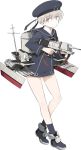 adapted_turret ankle_boots bare_legs blue_eyes blue_legwear boots character_name clothes_writing dress full_body grey_hair gun hat holding holding_gun holding_weapon kantai_collection looking_at_viewer microdress official_art sailor_collar sailor_dress sailor_hat shimada_fumikane short_hair socks standing torpedo_launcher transparent_background trigger_discipline turret weapon z1_leberecht_maass_(kantai_collection) 