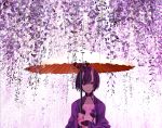  demon fate/grand_order fate_(series) flowers horns mikipuruun_no_naegi purple_eyes purple_hair short_hair shuten_douji_(fate) umbrella white 