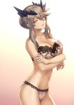  artoria_pendragon_alter_(fate/grand_order) bra breast_hold cleavage fate/grand_order horns mashu_(003) pantsu 