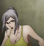  10s 1girl animated animated_gif bounce bouncing_breasts breasts cleavage glasses large_breasts prison_school shiraki_meiko solo 