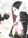  androgynous black_eyes black_hair bort closed_eyes colored_eyelashes crystal_hair diamond_(houseki_no_kuni) easty elbow_gloves eyebrows_visible_through_hair gem_uniform_(houseki_no_kuni) gloves houseki_no_kuni jellyfish long_hair multicolored_hair multiple_others open_mouth rainbow_hair short_hair smile towel wet white_hair white_skin 