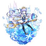  artist_request barefoot blue_eyes blue_hair castle dragalia_lost elbow_gloves flower full_body gloves granblue_fantasy hair_ornament holding holding_staff ice ice_flower lily_(granblue_fantasy) long_hair looking_at_viewer non-web_source official_art pointy_ears skirt smile snowflakes solo staff thighhighs transparent_background 