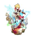  artist_request bangs blonde_hair dragalia_lost euden fingerless_gloves full_body gloves green_eyes holding holding_weapon looking_at_viewer non-web_source official_art pactstone short_hair transparent_background weapon 