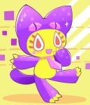  2018 abstract_background anthro blush bubble_bobble claws driosawm feline hi_res mammal mog_(puzzle_bobble) necktie open_mouth puzzle_bobble semi-anthro solo sparkle 