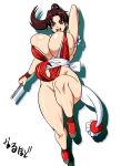 1girl breasts brown_hair fatal_fury huge_breasts naruho open_mouth ponytail shiranui_mai smile 