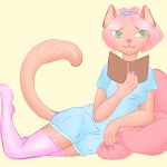  2018 anthro bedroom book cat clothed clothing cutie_(disambiguation) felicer feline female fully_clothed hair invalid_tag legwear mammal mary pajamas paws shaded short_hair sketch sleepwear solo stockings 