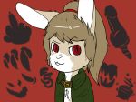  alcatron_ekiel animated brown_fur claws cloak clothing demon fivefive_levfurdam fur head_shot karmabutt lagomorph mammal ponytail rabbit red_background red_eyes simple_background the_mansion_(ncc) 