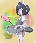  absurdres ahoge alternate_costume ass bad_anatomy bad_id bad_leg bad_nicoseiga_id black_eyes black_hair blush breasts buttons commentary_request cookie_(touhou) cropped_legs diffraction_spikes duster enmaided fang from_side hair_ornament highres holding kofji_(cookie) looking_at_viewer maid maid_headdress open_mouth panties panty_peek puffy_short_sleeves puffy_sleeves shiyaraku short_hair short_sleeves simple_background small_breasts smile solo standing thighs underwear upper_body upskirt wrist_cuffs 