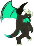  2018 alpha_channel anthro black_sclera claws demon digital_media_(artwork) dragon english_text flying green_eyes hi_res horn jack_dragon_(character) mammal notkastar pose shiny signature simple_background solo spikes text two_tone wings 
