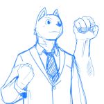  2014 anthro canine clothed clothing dog male mammal manmosu_marimo simple_background sketch solo white_background white_canine_(marimo) 