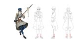  antique_firearm argyle argyle_legwear armor bangs blonde_hair blue_eyes bracelet capri_pants character_sheet coat double-breasted faulds firearm from_behind full_body glasses gun hat highres holding holding_gun holding_weapon jewelry lineart lorentz_(senjuushi) majiro_(mazurka) male_focus military military_hat military_uniform multiple_views official_art pants rifle senjuushi:_the_thousand_noble_musketeers short_hair shoulder_armor spaulders standing translation_request transparent_background turnaround uniform weapon 