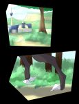  absurd_res ambiguous_gender ambiguous_species barefoot claws comic disembodied_leg grass hi_res outside r-mk solo tree 