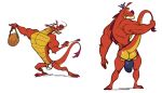  analon_(artist) anthro bulge claws clothed clothing disney dragon eastern_dragon gong horn jockstrap long_ears male mulan_(copyright) mushu penis_outline scalie smile solo topless underwear whiskers 