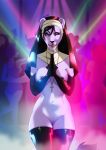  2018 5_fingers anthro areola breasts clothed clothing detailed_background digital_media_(artwork) feline female group lion mammal navels nipples nude nun one_eye_closed open_mouth purple_eyes pussy rayley smile solo_focus standing teeth thin_waist tongue wide_hips 