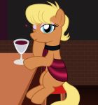  &lt;3 2018 alcohol badumsquish beverage blonde_hair blue_eyes clothing dress equine eyeshadow female first_person_view friendship_is_magic hair hi_res horse looking_at_viewer makeup mammal ms_harshwhinny_(mlp) my_little_pony one_eye_closed pony solo wine wine_glass wink 