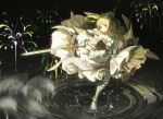  armor blonde_hair dress fate/grand_order fate/unlimited_codes fate_(series) green_eyes je35353577 long_hair ponytail saber saber_lily sword water weapon 