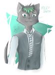  2018 :3 anthro cat clothed clothing digital_media_(artwork) feline fur grey_fur hair hi_res male mammal nightmen50 riley_smith russian_blue simple_background smile solo 