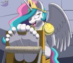  2016 5_toes anthro anthrofied barefoot bound equine feet female friendship_is_magic hair horn humanoid_feet mammal multicolored_hair my_little_pony paladingalahad plantigrade princess_celestia_(mlp) soles solo sorcererlance stocks tickling toes winged_unicorn wings 
