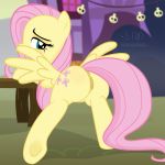  2018 absurd_res anus bedroom_eyes butt clitoris cutie_mark equine eyebrows eyelashes eyeshadow feathered_wings feathers female feral fluttershy_(mlp) friendship_is_magic hair half-closed_eyes hi_res hooves long_hair looking_at_viewer looking_back makeup mammal my_little_pony pegasus pussy rear_view seductive shutterflyeqd smile solo wings 