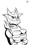  2018 anthro big_breasts black_and_white breasts bust_portrait female giratina hi_res legendary_pok&eacute;mon monochrome nintendo pok&eacute;mon pok&eacute;mon_(species) portrait simple_background solo standing testowepiwko video_games wraps 