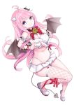  akahara_tyun bat_wings bell bell_collar blue_eyes borrowed_character collar commentary_request demon_girl demon_horns demon_tail demon_wings fishnet_legwear fishnets heart heart_hands horns long_hair looking_at_viewer original pink_hair pointy_ears single_thighhigh smile solo succubus tail thighhighs wings 