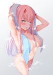  darling_in_the_franxx horns izure naked towel wet zero_two_(darling_in_the_franxx) 