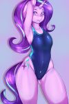  2018 anthro cheezayballz clothing cutie_mark digital_media_(artwork) equine female friendship_is_magic hair hi_res horn long_hair looking_at_viewer mammal my_little_pony one-piece_swimsuit signature simple_background solo starlight_glimmer_(mlp) swimsuit unicorn 