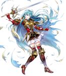  aqua_hair armor armored_boots bangs blue_eyes boots bracelet breastplate broken_armor cape earrings eirika elbow_gloves elbow_pads fingerless_gloves fingernails fire_emblem fire_emblem:_seima_no_kouseki fire_emblem_heroes frills full_body gloves highres holding holding_sword holding_weapon jewelry long_hair looking_away mayachise official_art one_eye_closed open_mouth red_gloves shiny shiny_hair short_sleeves shoulder_armor shoulder_pads skirt solo sword thighhighs torn_cape torn_clothes torn_skirt transparent_background weapon white_skirt zettai_ryouiki 