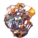  armored_boots artist_request axe boots broken cup dragalia_lost fire full_body hat head_bump horns long_hair midriff mug non-web_source official_art red_hair solo steam thighhighs transparent_background vanessa_(dragalia_lost) wood wooden_floor 