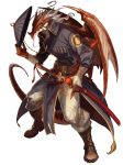  clothing conical_hat dragon grey_hair hair kerberos_blade melee_weapon military_uniform official_art red_skin scabbard scalie sword uniform unknown_artist weapon wings yellow_eyes 
