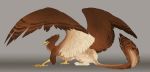  2018 ambiguous_gender avian beak brown_fur claws digital_media_(artwork) feral fur gryphon simple_background solo turnipberry 