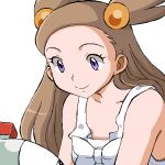  1girl brown_hair creatures_(company) game_freak gen_1_pokemon gomatarou_(pixiv196136) magnemite mikan_(pokemon) nintendo pokemon pokemon_(game) pokemon_gsc smile 