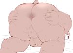  12beat13 anus bear big_butt blush butt male mammal nude overweight presenting presenting_anus presenting_hindquarters rear_view simple_background solo spreading white_background 