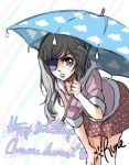  breasts chrome_dokuro eyepatch katekyo_hitman_reborn! long_hair looking_at_viewer purple_eyes runesque solo umbrella 