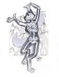  anthro bone canine dancing dhstein female grey_hair hair halloween holidays mammal nude silhouette skeleton skull solo transparent_skin tree wolf 
