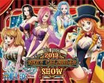  5girls bare_shoulders black_eyes black_hair blue_eyes blue_hair boa_hancock breasts brown_eyes brown_hair calendar charlotte_pudding cleavage hair_over_one_eye hips large_breasts long_hair multiple_girls nami_(one_piece) nefertari_vivi one_piece open_mouth orange_hair pink_hair short_hair smile teeth tongue vinsmoke_reiju 