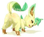  anus butt eeveelution female feral food fuddy leafeon looking_at_viewer mayonnaise nintendo pok&eacute;mon pok&eacute;mon_(species) presenting presenting_hindquarters pussy rear_view video_games 