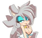  2017 alpha_channel anthro areola_slip bedroom_eyes breasts cleavage clothed clothing eyelashes fan_character female half-closed_eyes hearlesssoul jewelry lagomorph mammal rabbit seductive simple_background solo sonic_(series) spring_the_bunny transparent_background zipper 