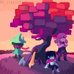  ambigious_gender animated axe c_starlett caprine deltarune dragon goat human kris_(deltarune) mammal melee_weapon monster ralsei scarf susie_(deltarune) sword tree undertale video_games weapon 