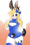  &lt;3 &lt;3_eyes 5_fingers anthro antlers ashiji biped black_ears black_fur black_tail blonde_hair blue_eyes breasts chelsea_myriad cleavage cleavage_cutout clothed clothing eyebrows eyelashes female flower fur hair hair_bow hair_ribbon hi_res horn jackalope keyhole_turtleneck lagomorph legwear long_ears long_hair looking_at_viewer mammal multicolored_fur open_mouth open_smile pink_areola pink_nose plant ribbons rose simple_background skimpy smile solo standing sweater thigh_highs two_tone_ears two_tone_fur two_tone_tail white_ears white_fur white_tail 