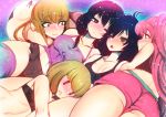  :&lt; ;( ass blonde_hair blush brown_hair chestnut_mouth commentary_request girl_sandwich hakkasame harem katou_asuka kuroki_tomoko long_hair low_twintails multiple_girls nemoto_hina one_eye_closed open_mouth pink_hair sandwiched short_hair short_shorts shorts smile spaghetti_strap tamura_yuri thighs twintails two_side_up uchi_emiri watashi_ga_motenai_no_wa_dou_kangaetemo_omaera_ga_warui! yuri 